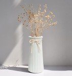 Small White Ceramic Ribbed Vase for Decor