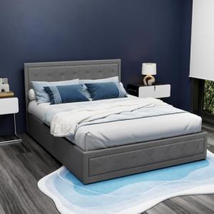 Tufted Grey Queen Bed Frame with Storage