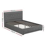 Tufted Grey Queen Bed Frame with Storage