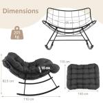 Oversized Papasan Rocking Chair with Padded Cushion