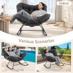 Oversized Papasan Rocking Chair with Padded Cushion