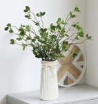 Small White Ceramic Ribbed Vase for Decor