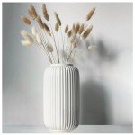 20 CM White Ceramic Ribbed Decorative Table Vases