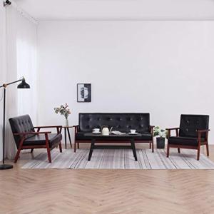Black Faux Leather 3-Piece Sofa Set