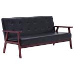 Black Faux Leather 3-Piece Sofa Set