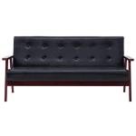 Black Faux Leather 3-Piece Sofa Set