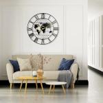 Large Metal World Map Wall Clock - 24 Inch