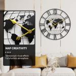 Large Metal World Map Wall Clock - 24 Inch