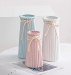 Small White Ceramic Ribbed Vase for Decor