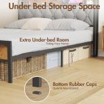 Double Bed Frame with Tufted Headboard & USB Ports