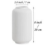 20 CM White Ceramic Ribbed Decorative Table Vases
