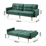Green Velvet 3-Seater Sofa Bed with Adjustable Backrest