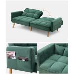 Green Velvet 3-Seater Sofa Bed with Adjustable Backrest