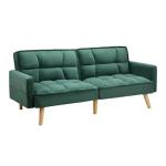 Green Velvet 3-Seater Sofa Bed with Adjustable Backrest