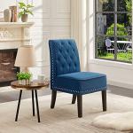Blue Velvet Dining Chairs with Rubber Wood Legs