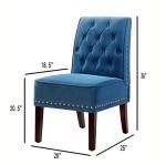 Blue Velvet Dining Chairs with Rubber Wood Legs