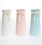 Small White Ceramic Ribbed Vase for Decor