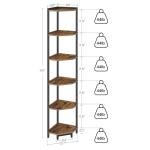 Rustic Brown Corner Shelf Stand with Metal Frame