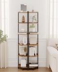 Rustic Brown Corner Shelf Stand with Metal Frame