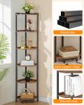 Rustic Brown Corner Shelf Stand with Metal Frame