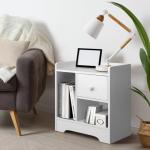 White Nightstand with Drawer and Storage Space