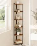Rustic Brown Corner Shelf Stand with Metal Frame