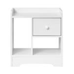 White Nightstand with Drawer and Storage Space