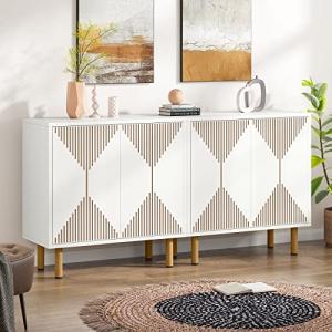 Modern White Freestanding Storage Cabinet Set