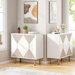 Modern White Freestanding Storage Cabinet Set