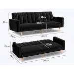 Alfordson Velvet Convertible Sofa Bed, Black