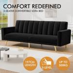 Alfordson Velvet Convertible Sofa Bed, Black