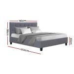 Grey Upholstered Double Bed Frame with Tufted Headboard