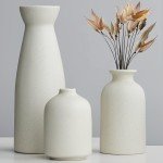 Set of 3 Distressed Ceramic Vases for Home Decor