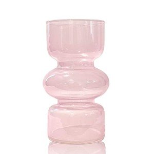 Pink Transparent Glass Hydroponic Vase - 7 Inch