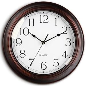 Vintage 12-Inch Silent Wall Clock - Bronze