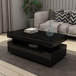 Modern Black Coffee Table with 4 Drawers
