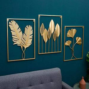 Gold Metal Leaf Wall Art - Set of 3