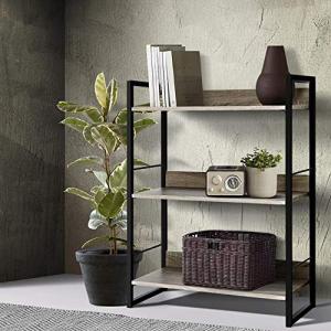 3-Tier Metal Corner Bookshelf - Black Wood