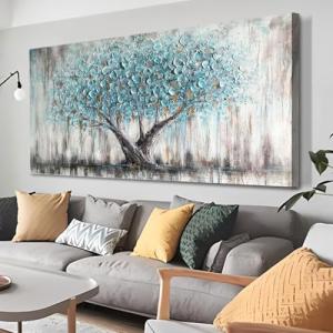 Teal Blue Tree of Life Wall Art Canvas