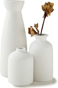 Set of 3 Matte White Nordic Ceramic Vases