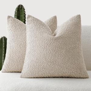 Textured Boucle Throw Pillow Covers - Set of 2