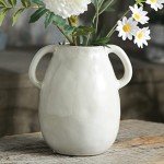 White Ceramic Vase with 2 Handles - 7 Inch