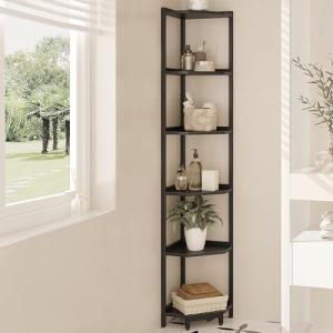 Black Corner Shelf Stand with Metal Frame