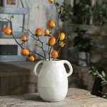 White Ceramic Vase with 2 Handles - 7 Inch