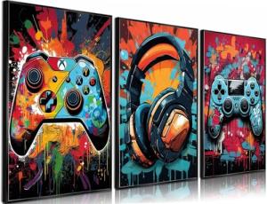 Retro Video Game Wall Art Set for Gamers