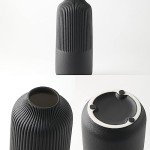 Matte Black Textured Ceramic Ribbed Vase