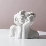 White Ceramic Face Vase for Modern Home Decor