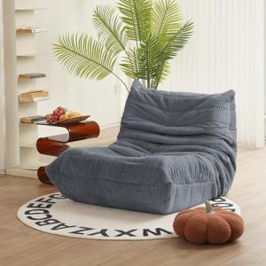 Mid-Century Grey Corduroy Lounge Chair