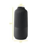 Matte Black Textured Ceramic Ribbed Vase
