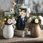 White Ceramic Vase with 2 Handles - 7 Inch